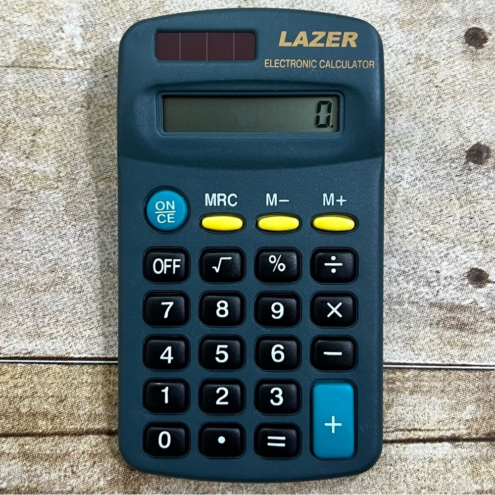Lazer‎ Electronic Calculator Teal Blue Dual Power Solar Handheld Office School